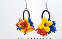 Cercei handmade statement - flori - Tricolorul Rom