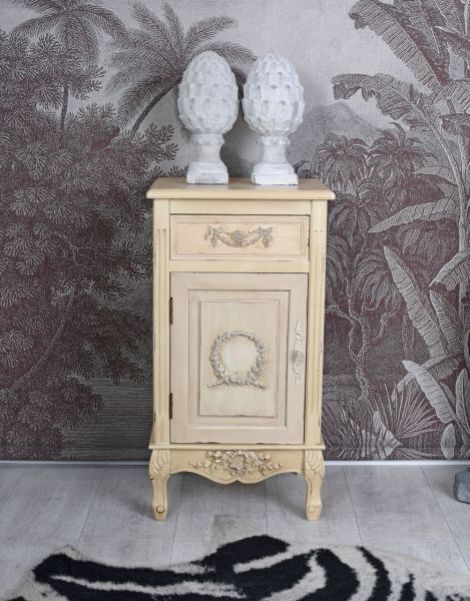 Noptiera Shabby Chic alb antichizat