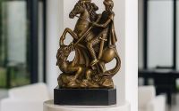 Sfantul Gheorghe-statueta din bronz cu soclu din m