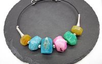 Colier Statement Handmade din Agate Multicolore c