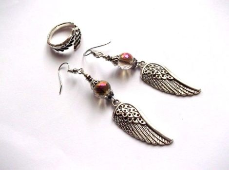 set cristale cu aripi de ingeras