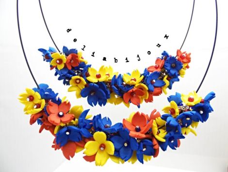 Colier handmade statement - Tricolorul Romaniei c
