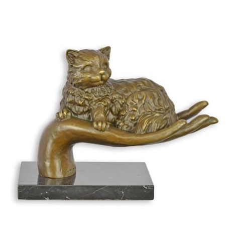 Mana cu pisica-statueta din bronz