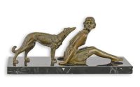 Fetita cu caine-statueta din bronz 