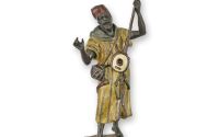 Muzicant arab cu banjo-statueta vieneza din bronz