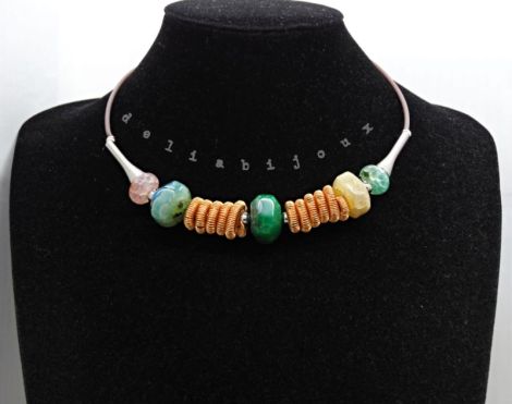 Colier Statement Handmade din Agate Multicolore c