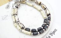 Colier handmade cu margele din os stil tribal  et