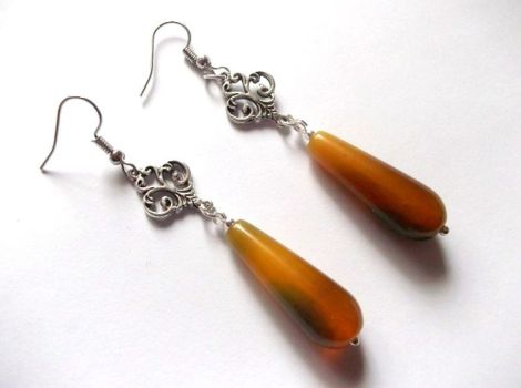 cercei agate verde mustar 