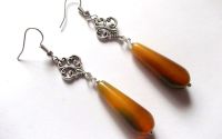 cercei agate verde mustar 