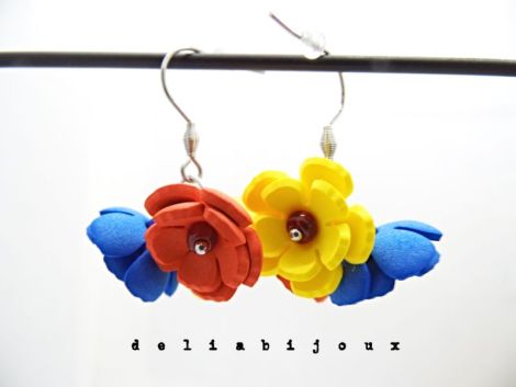 Cercei handmade - flori - Tricolorul Romaniei cod