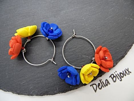 Cercei handmade - flori - Tricolorul Romaniei cod