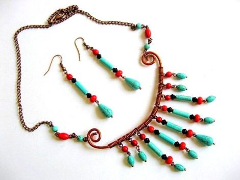 set howlite rosu.turcoaz si cristale