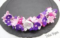 Colier handmade statement cu flori multicolore co