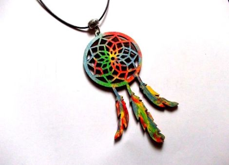 pandantiv cu Dreamcatcher din lemn 