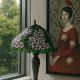 Lampa de masa Tiffany cu abajur floral
