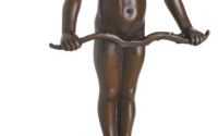 Cupidon-statueta din bronz cu un soclu din marmura