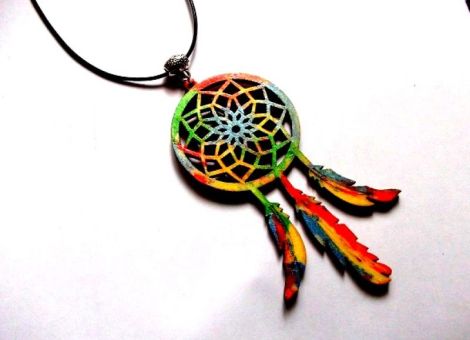 pandantiv cu Dreamcatcher din lemn