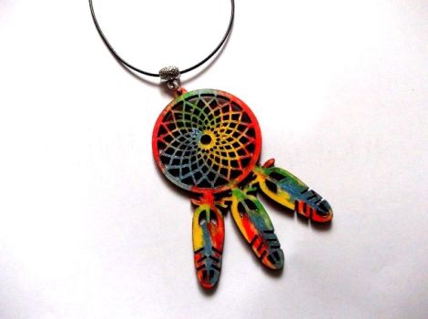 pandantiv cu Dreamcatcher din lemn 