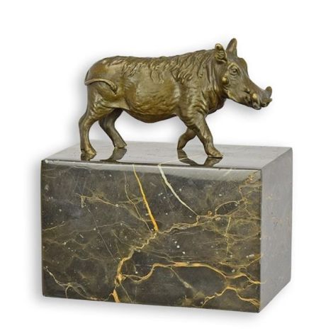 Facocer-statueta din bronz cu un soclu din marmura