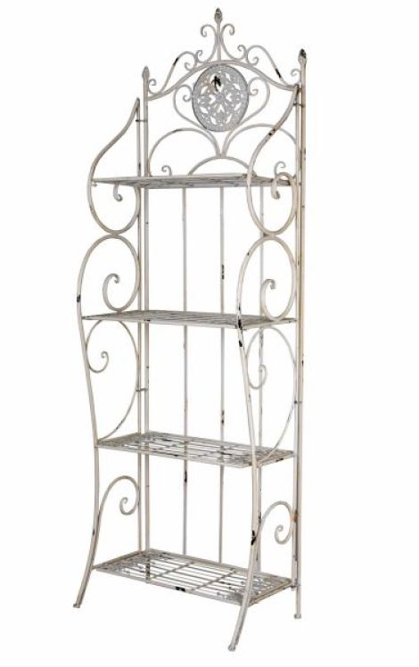 Raft Shabby Chic din fier forjat alb
