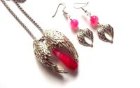 Set aripi ingerasi cu agate ciclam 