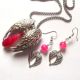Set aripi ingerasi cu agate ciclam 