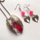 Set aripi ingerasi cu agate ciclam 