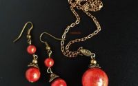 Set patinat cu coral rosu caramiziu