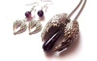 Set aripi ingerasi cu agate mov