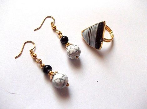 Set inel si cercei cu agate 