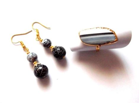 Set inel si cercei cu agate 