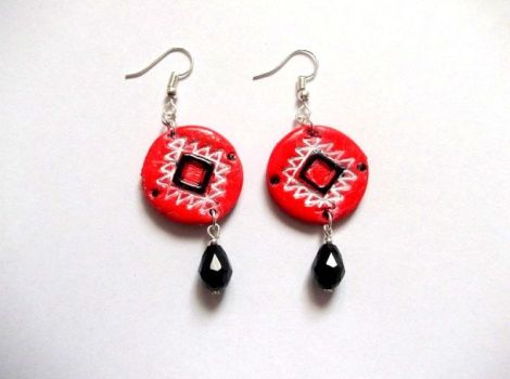 cercei fimo cu motiv traditional 