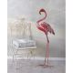 Pasare flamingo din metal vopsit roz 