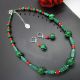 Set bijuterii handmade - malachit si sticla cod13
