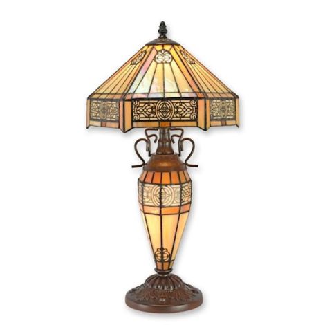 Lampa de masa Tiffany cu abajur crem