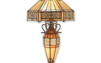 Lampa de masa Tiffany cu abajur crem 