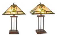 Lampa de masa Tiffany cu abajur geometric