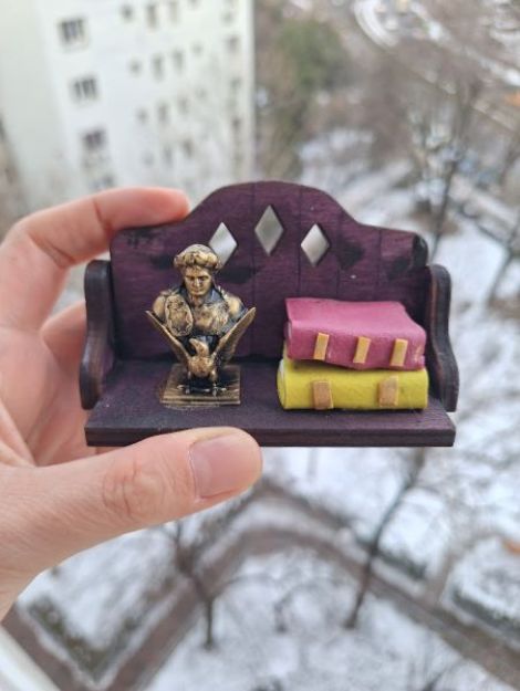 Raft cu bust Napoleon si carti