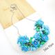 Colier handmade statement cu flori bleu - buchet f