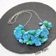 Colier handmade statement cu flori bleu - buchet f