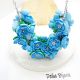 Colier handmade statement cu flori bleu - buchet f