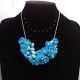 Colier handmade statement cu flori bleu - buchet f