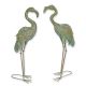 Pereche doua pasari flamingo din metal antik grey