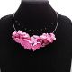 Set bijuterii cu flori roz colier statement i cer