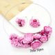 Set bijuterii cu flori roz colier statement i cer