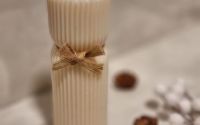 Lumnare decorativ striat alb crem ivory rea