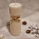 Lumnare decorativ striat alb crem ivory rea