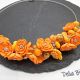 Colier handmade statement cu flori portocalii cod