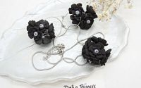 Set bijuterii cu flori negre cod1380