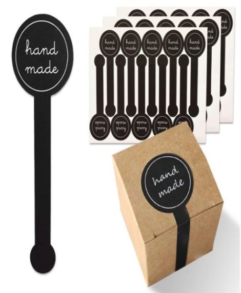 Etichete autoadezive negru "handmade"